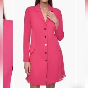 DKNY Pleated Long Sleeve Blazer Dress